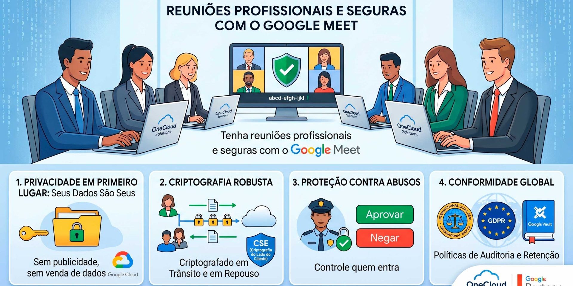 Tenha reuniões profissionais e seguras com o Google Meet.