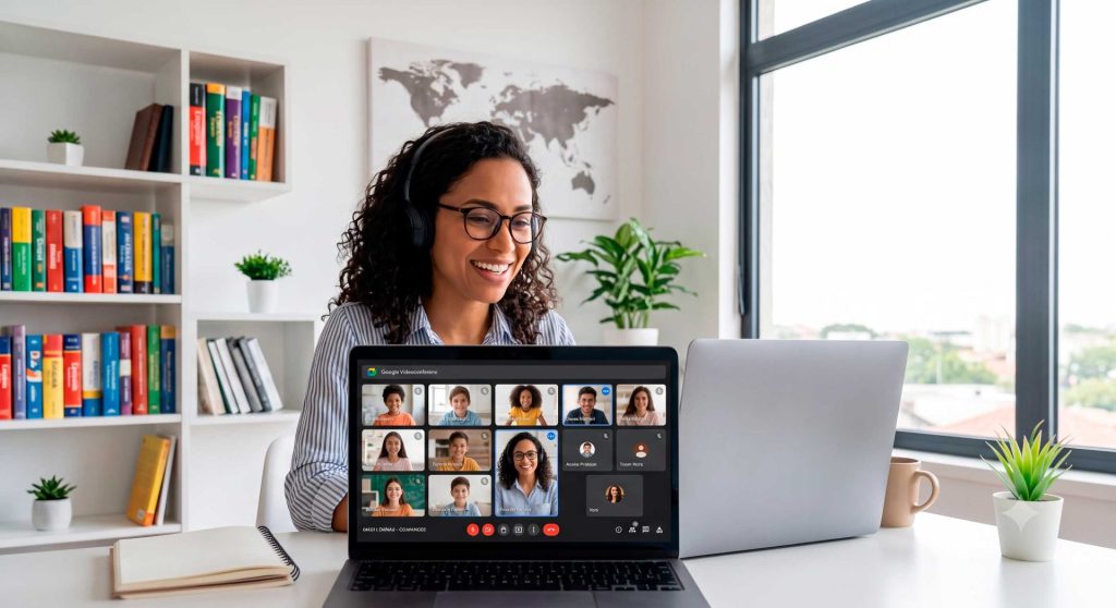 Google Meet profissional para professores de idiomas com CPF.