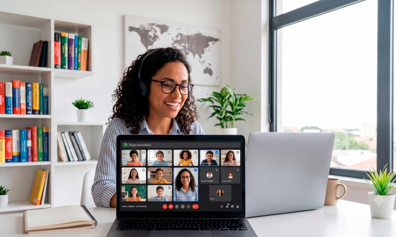 Google Meet profissional para professores de idiomas com CPF.